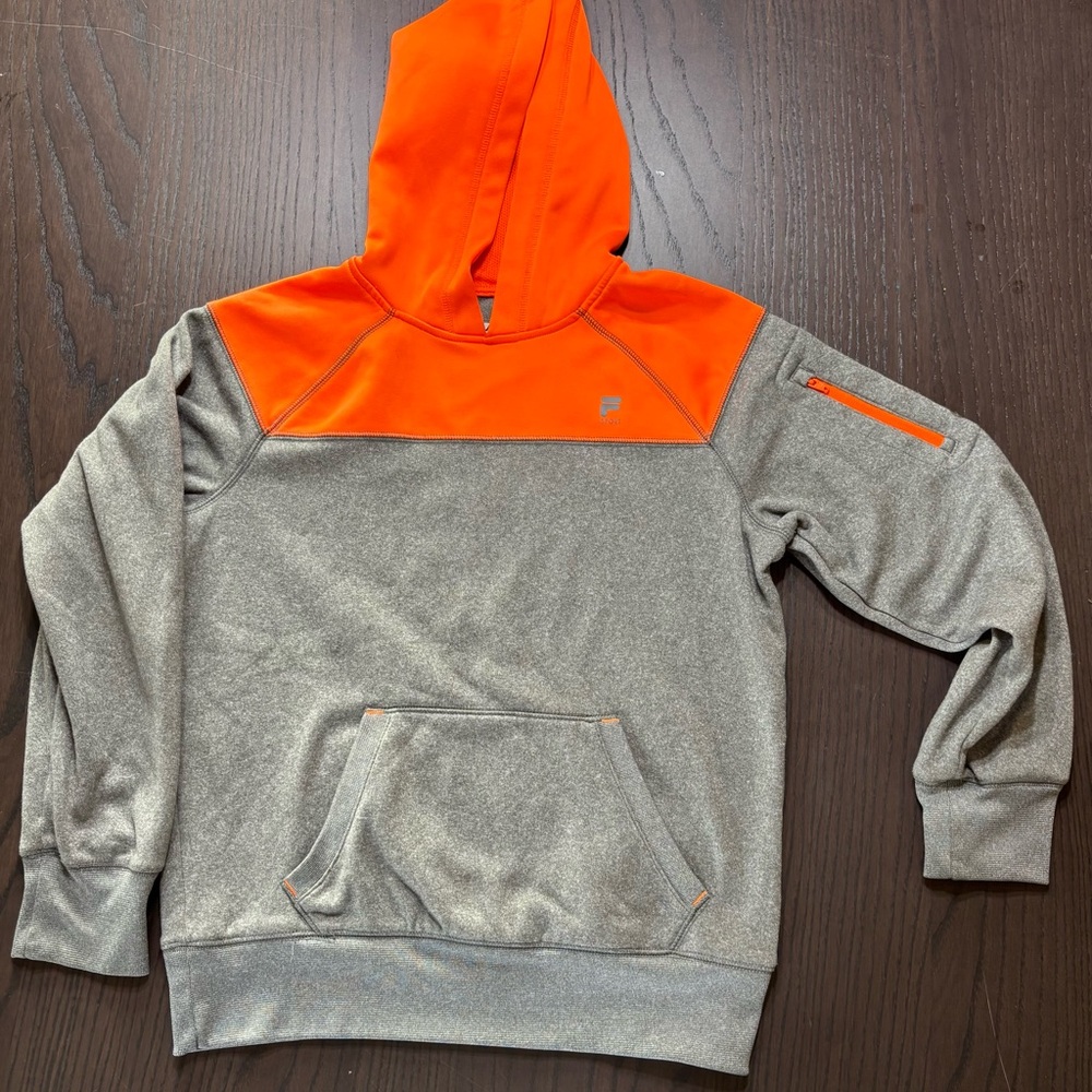 Fila Youth Medium (10/12) Sport Orange and Gray Hoodie